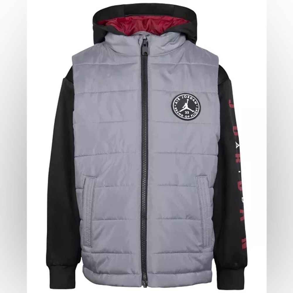 Jordan Gray and Black Kids Jacket Puffer